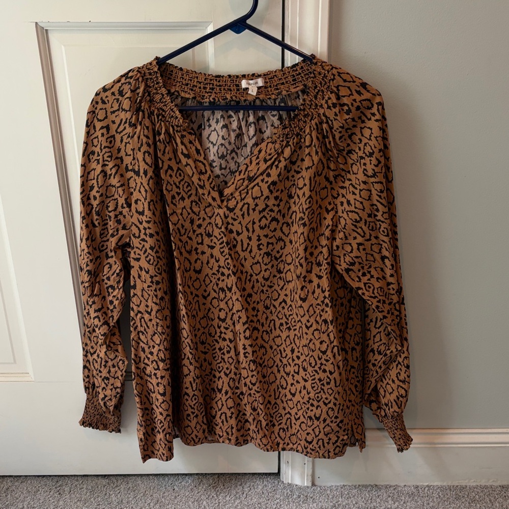Maurices Brown Leopard Print V-Neck Blouse